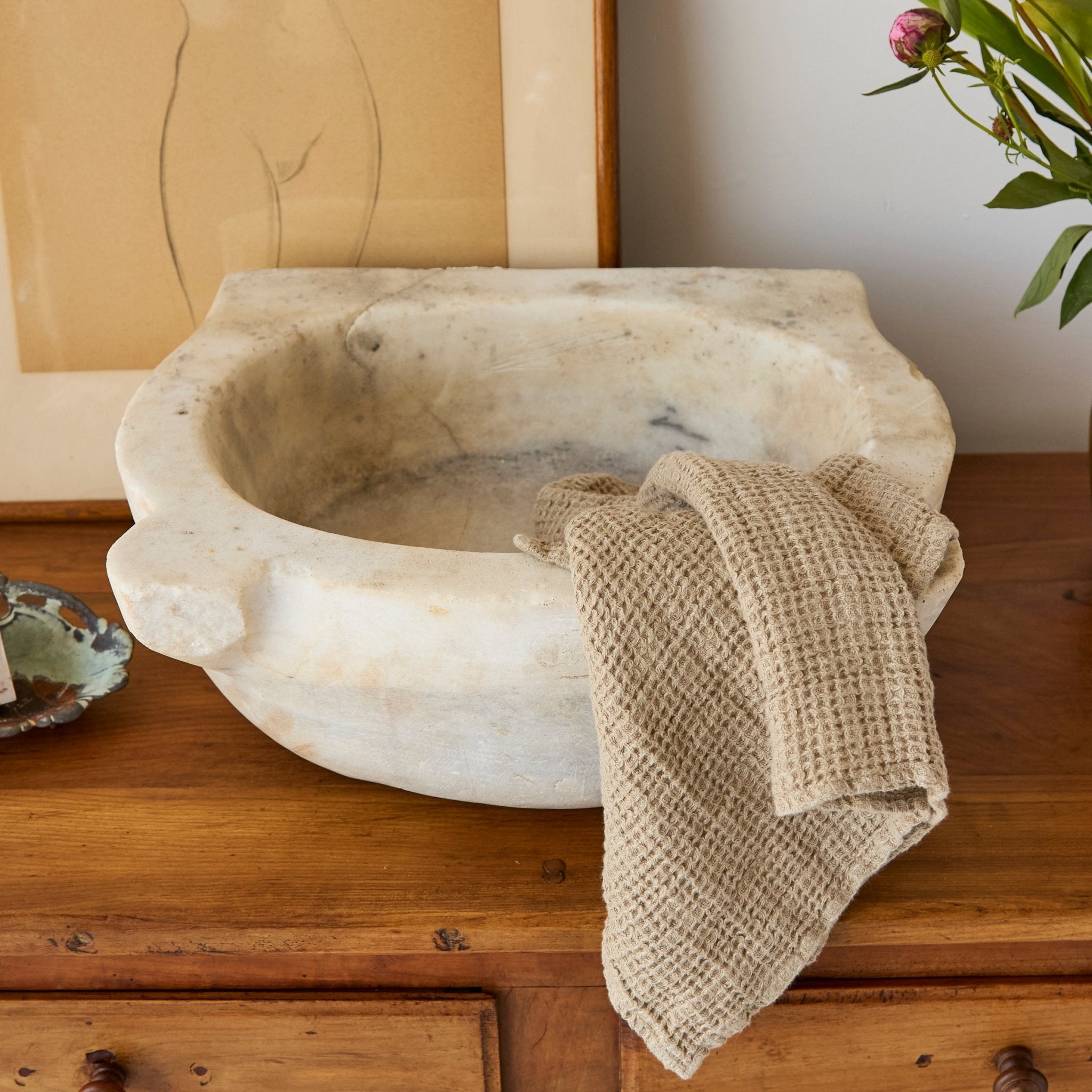 19th Century Carrera Marble Sink - elsie green - furniture