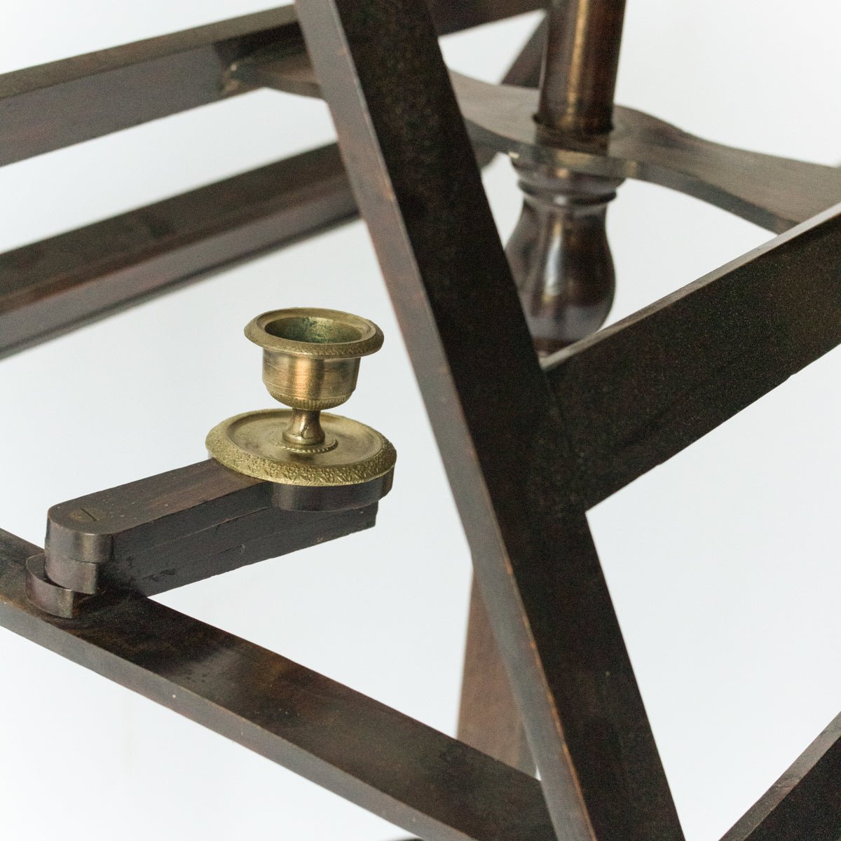 Antique Book Stand With Brass Candlesticks - elsie green - furniture