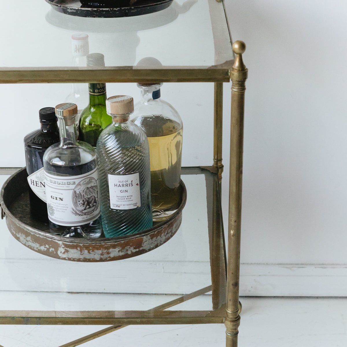 Antique Brass Side Table - elsie green - furniture