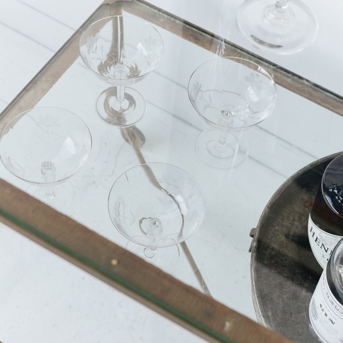 Antique Brass Side Table - elsie green - furniture