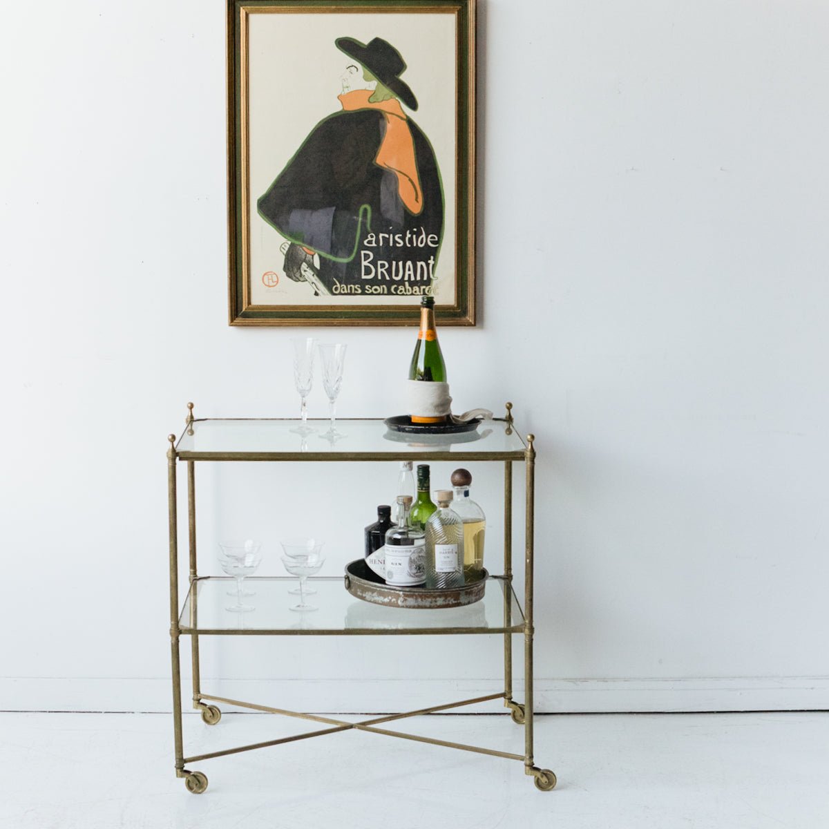 Antique Brass Side Table - elsie green - furniture