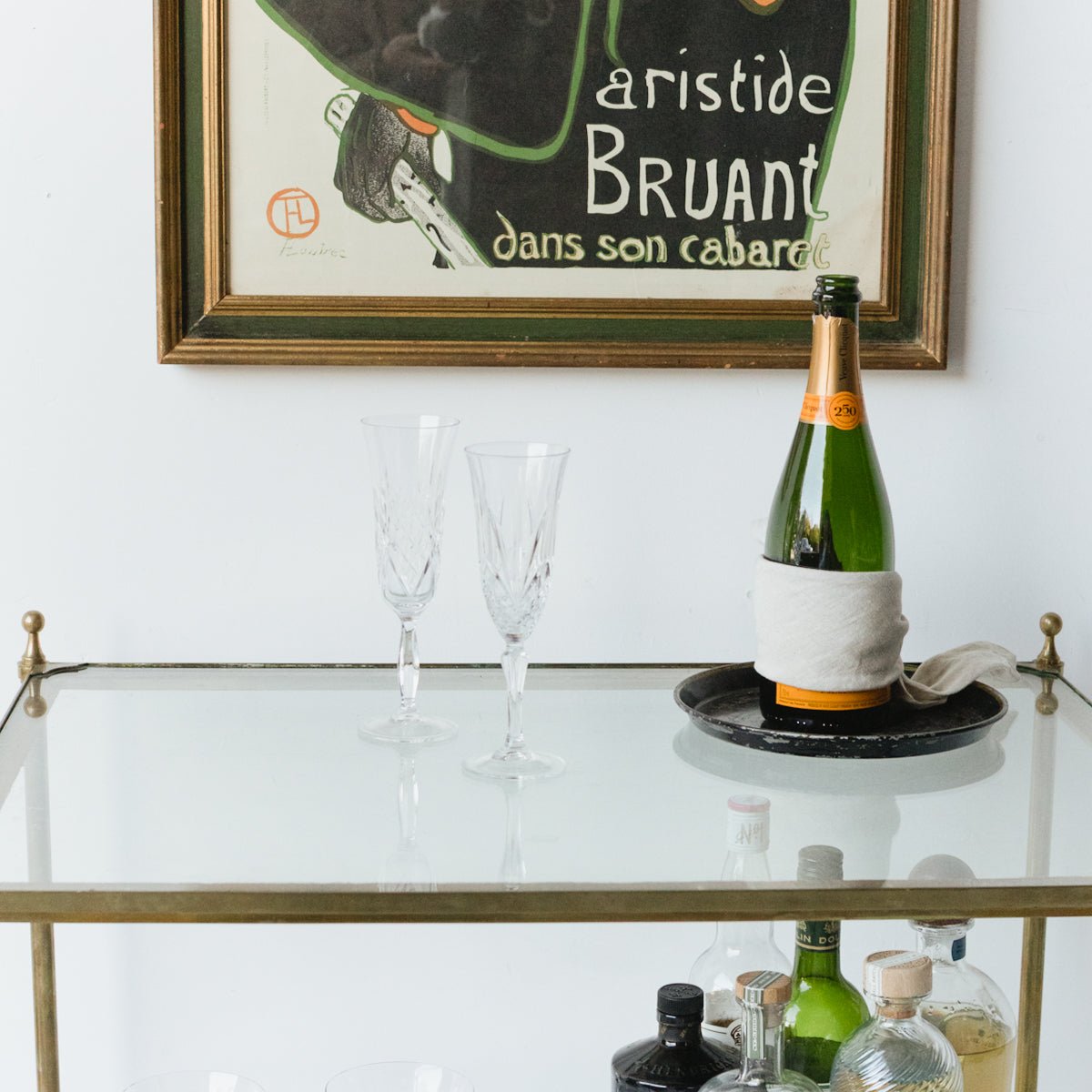 Antique Brass Side Table - elsie green - furniture