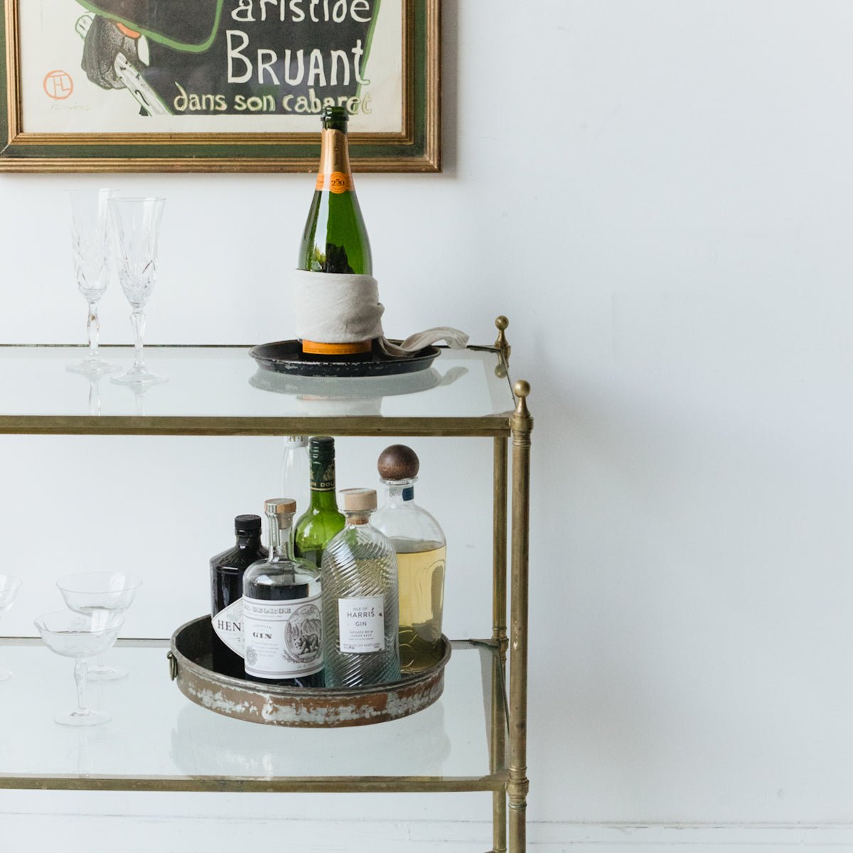 Antique Brass Side Table - elsie green - furniture