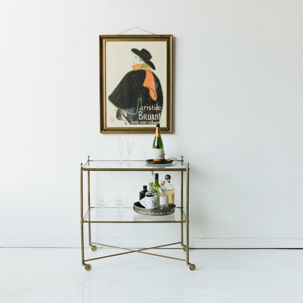 Antique Brass Side Table - elsie green - furniture