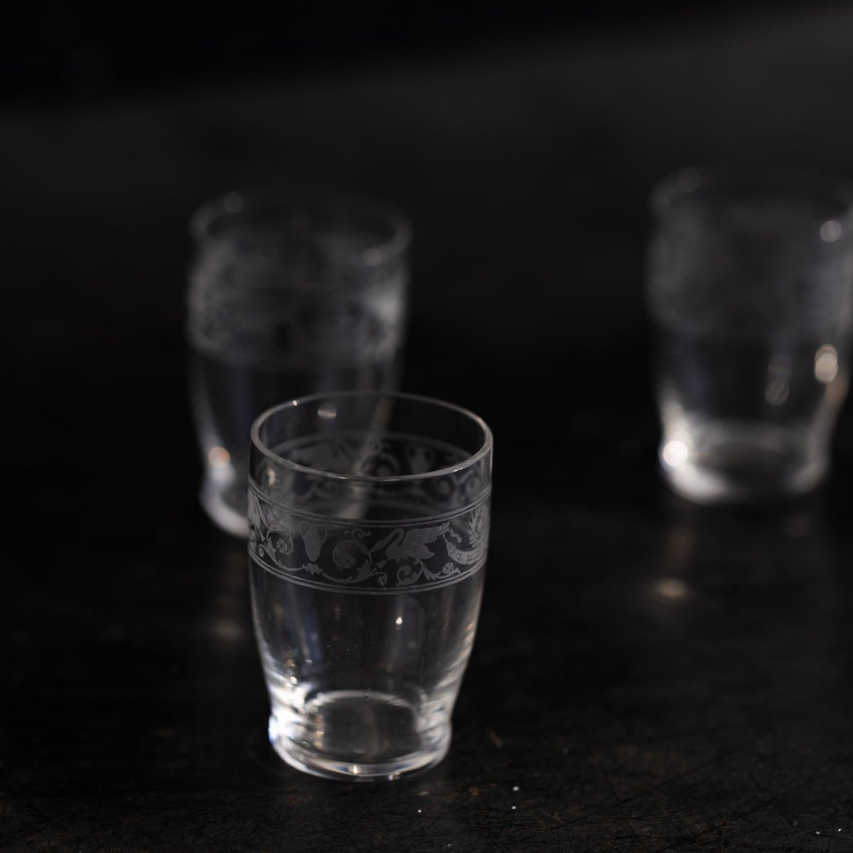 Antique Etched Shot Glass Set of 6 - elsie green - the french kitchen