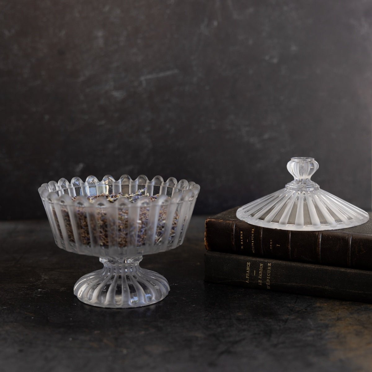 Antique Glass Candy Jar - elsie green - decor