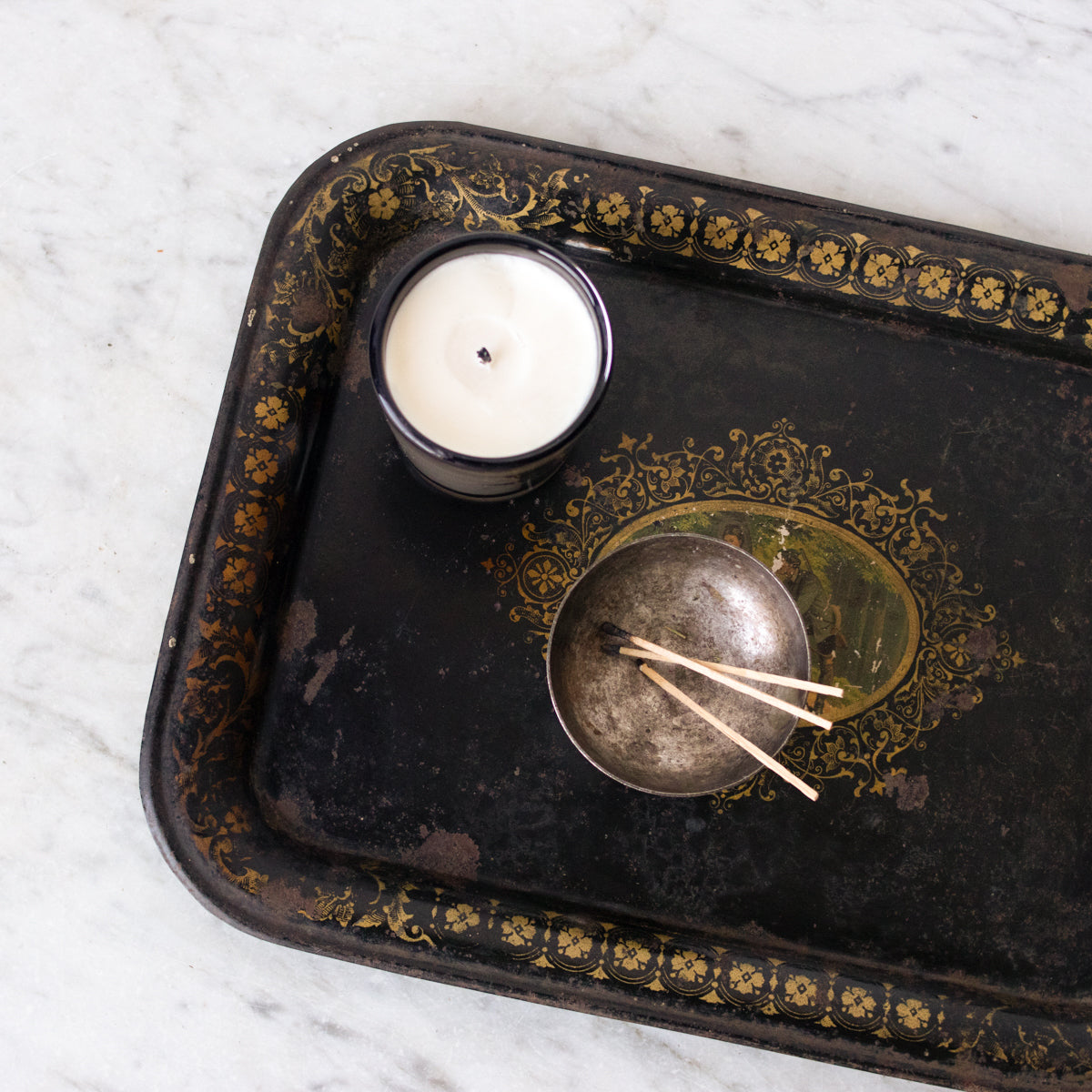 Antique Hand Painted Tray - elsie green