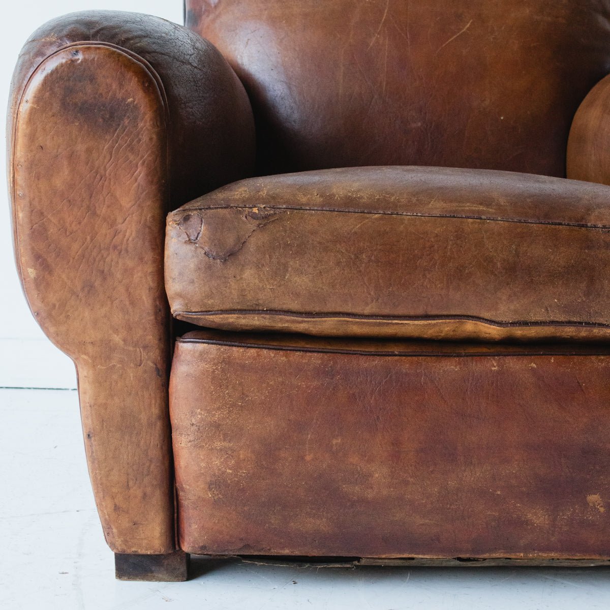 Antique Leather Club Chair - elsie green - furniture