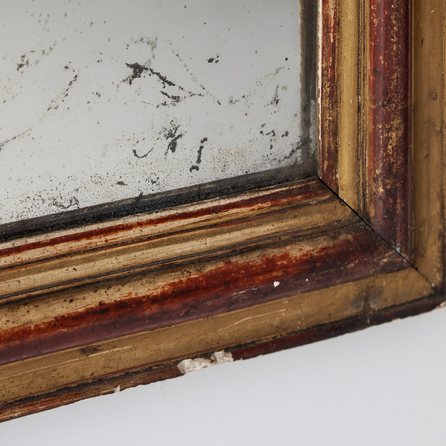 Antique Louis Philippe Mirror with Red Clay Bole | 23.5 x 30.25 - elsie green - decor