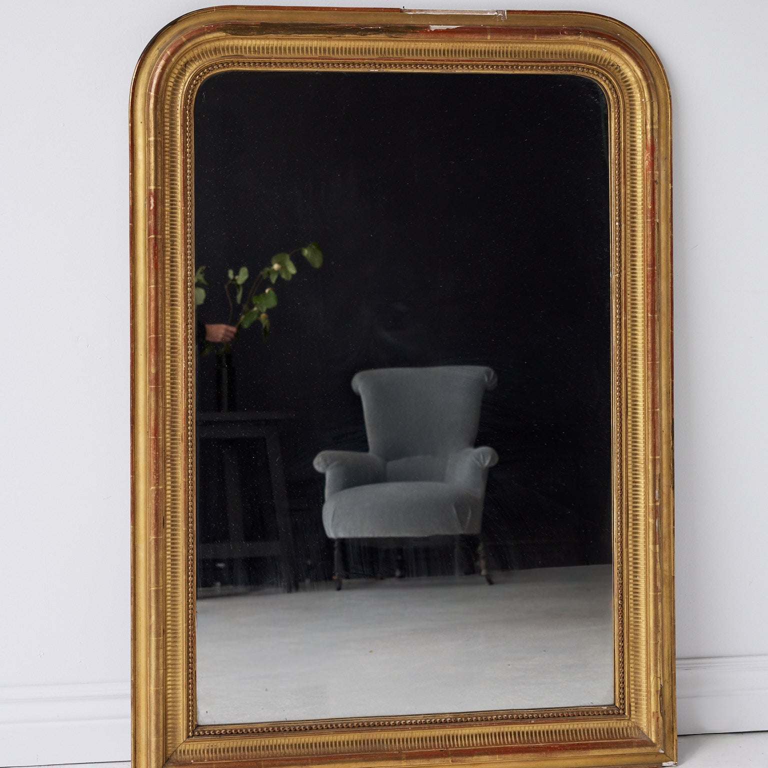 Antique Louis Philippe Mirror with Red Clay Bole | 36 x 50 - elsie green - decor