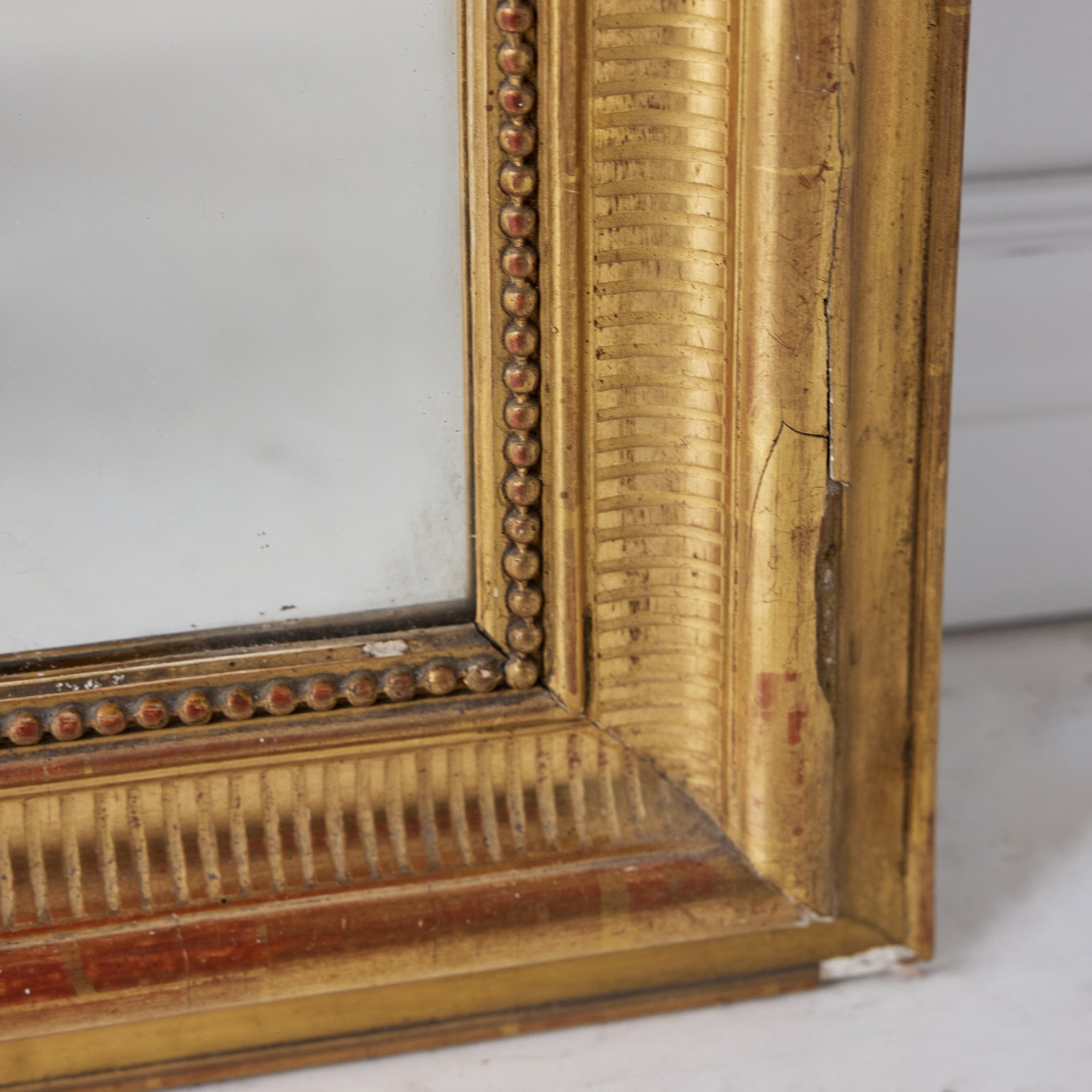 Antique Louis Philippe Mirror with Red Clay Bole | 36 x 50 - elsie green - decor