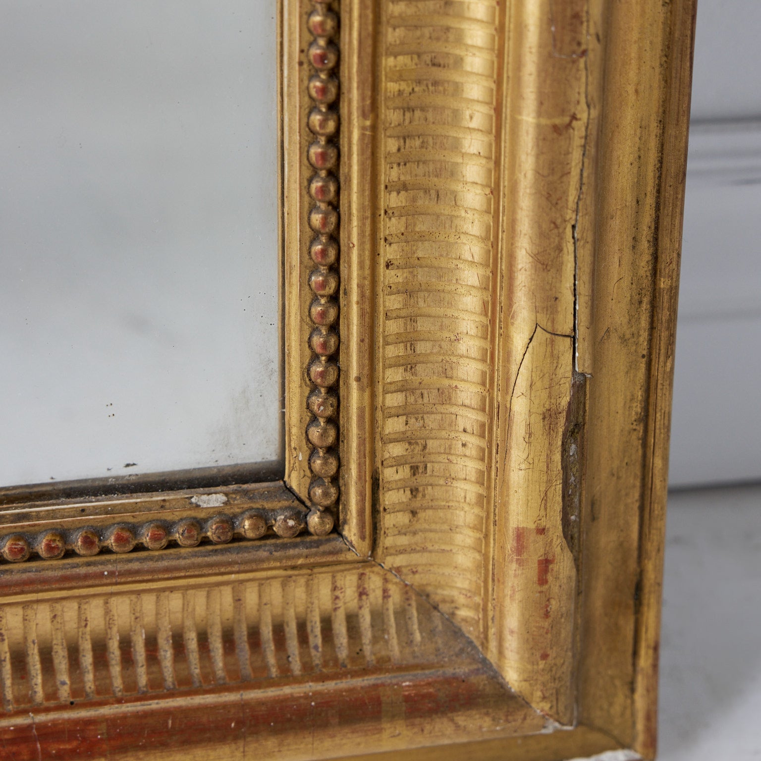 Antique Louis Philippe Mirror with Red Clay Bole | 36 x 50 - elsie green - decor