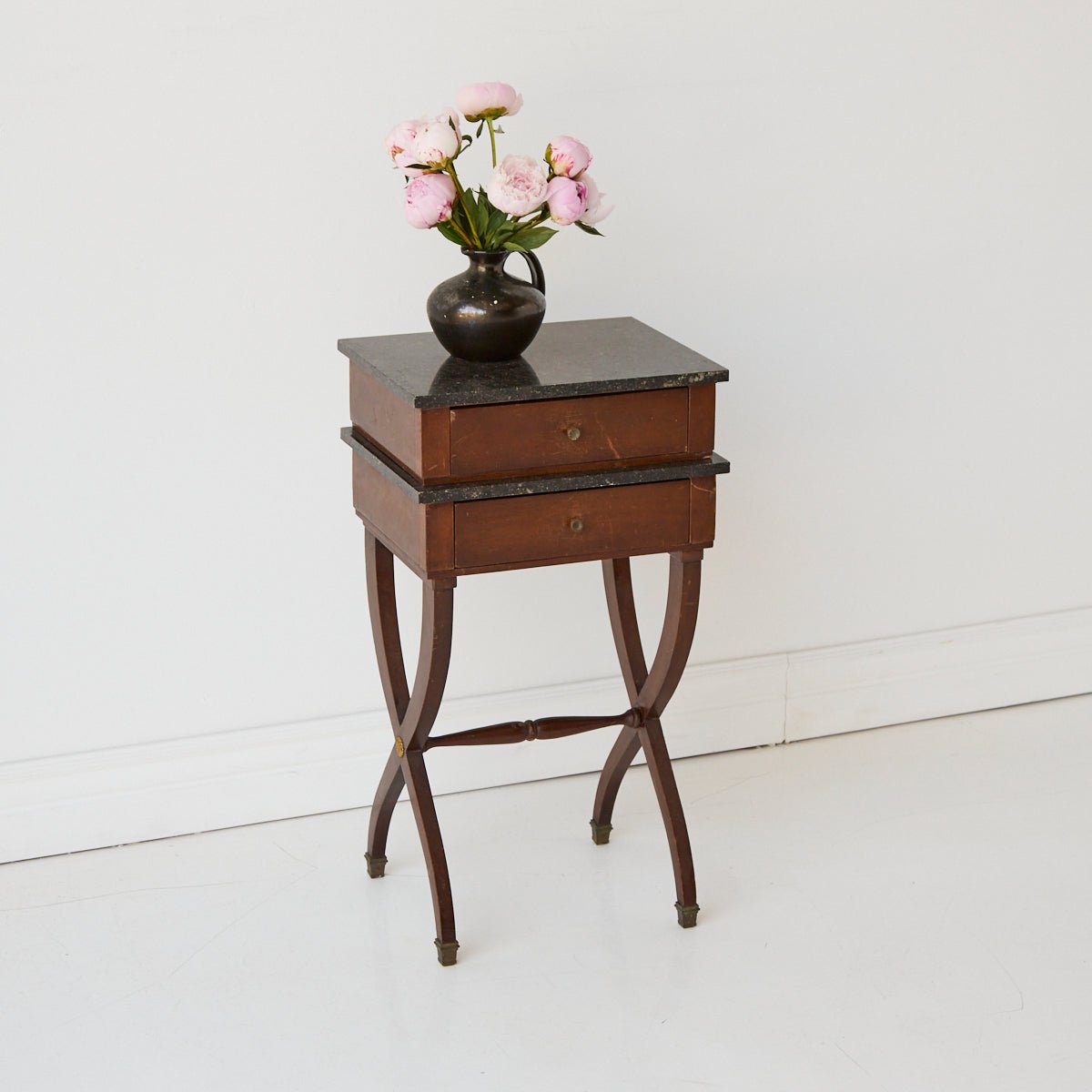 Antique Marble Bedside Table - elsie green - Furniture