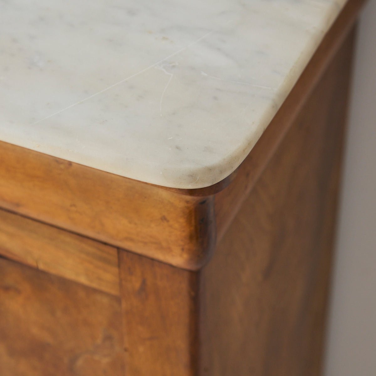 Antique Marble Bedside Table with Book-matched Door - elsie green - furniture
