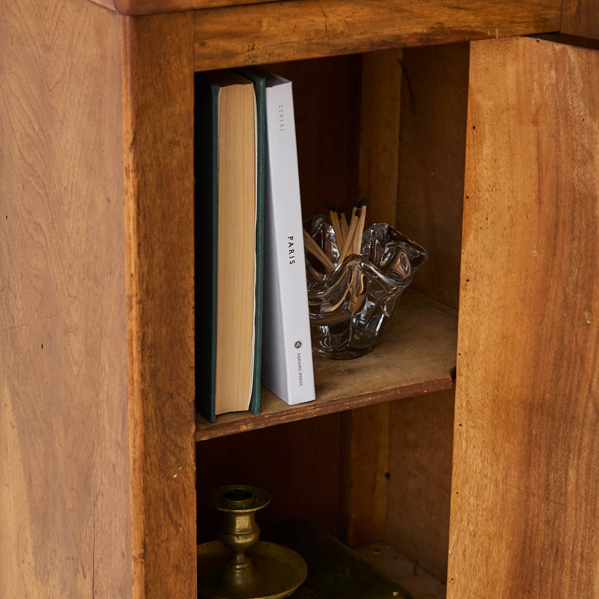 Antique Marble Bedside Table with Book-matched Door - elsie green - furniture