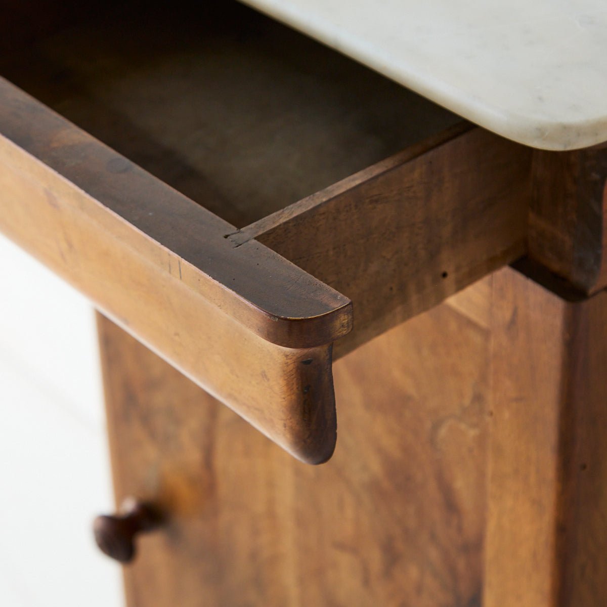 Antique Marble Bedside Table with Book-matched Door - elsie green - furniture