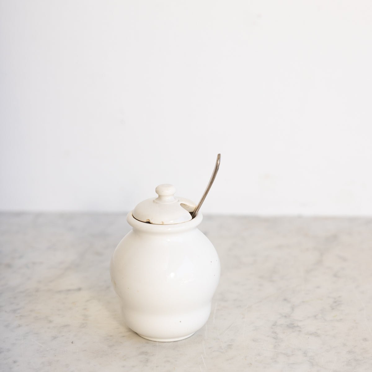 Antique Mustard Pot with Silver Spoon - elsie green - the french kitchen