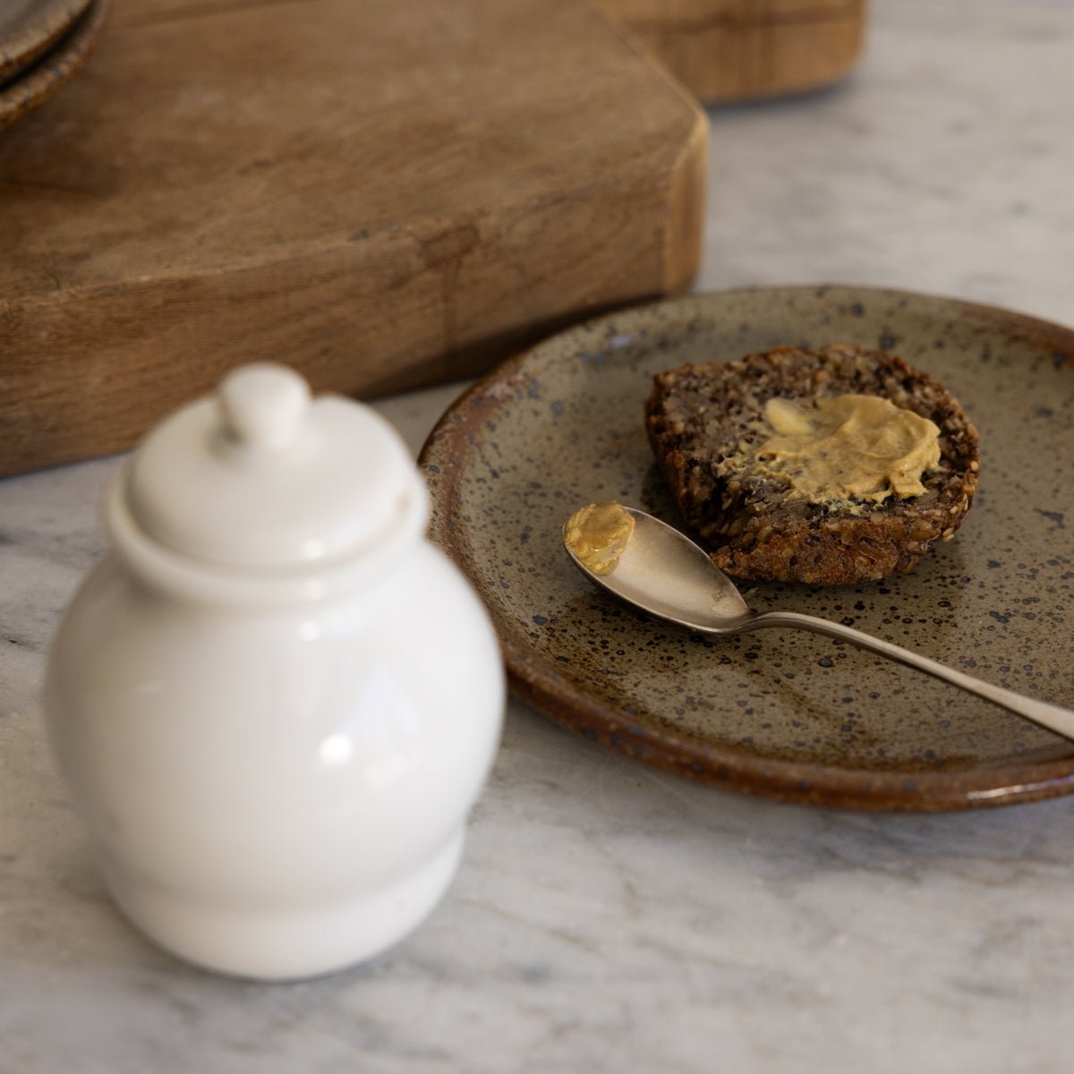 Antique Mustard Pot with Silver Spoon - elsie green - the french kitchen