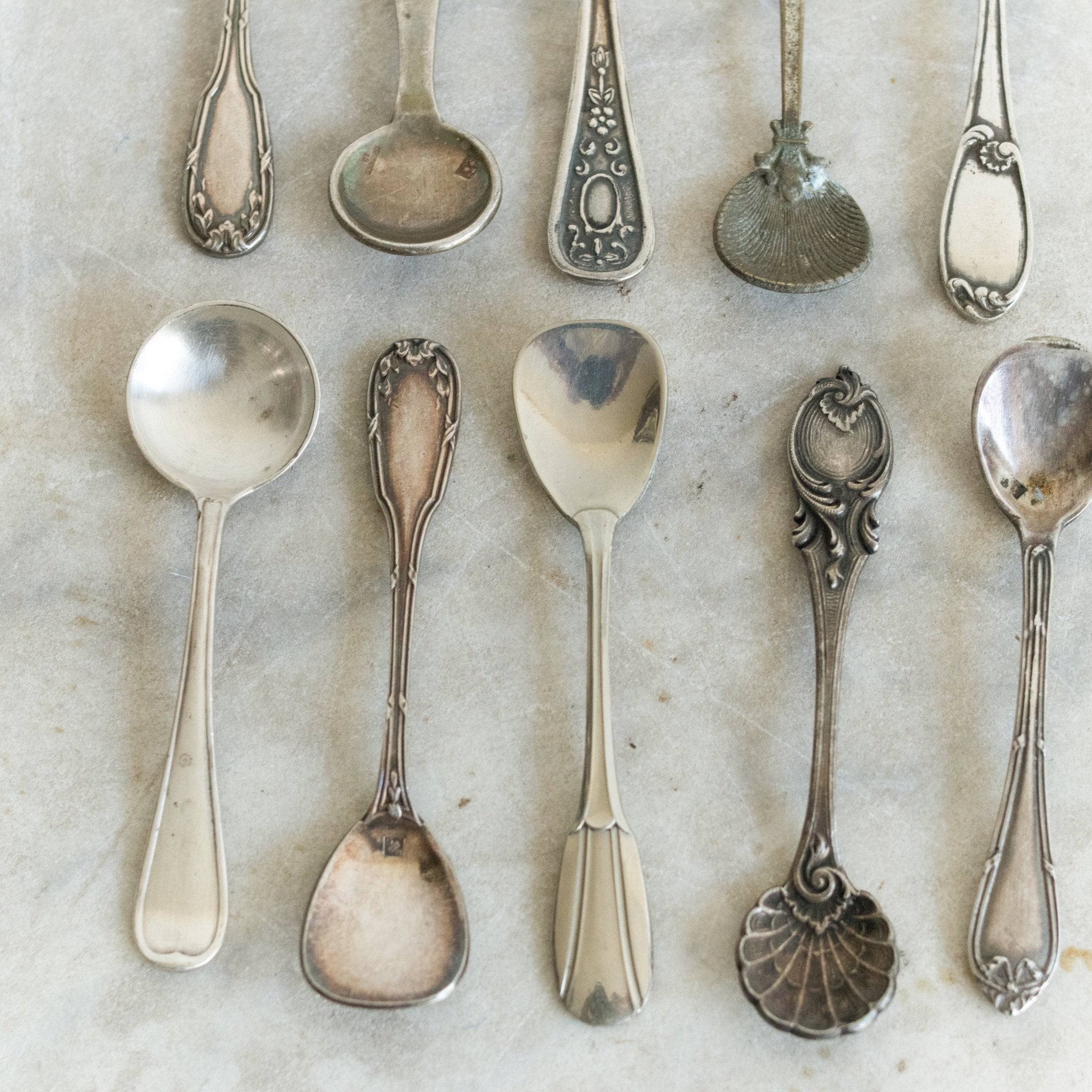Antique Salt Spoon Set Of 7 - elsie green - The French Kitchen