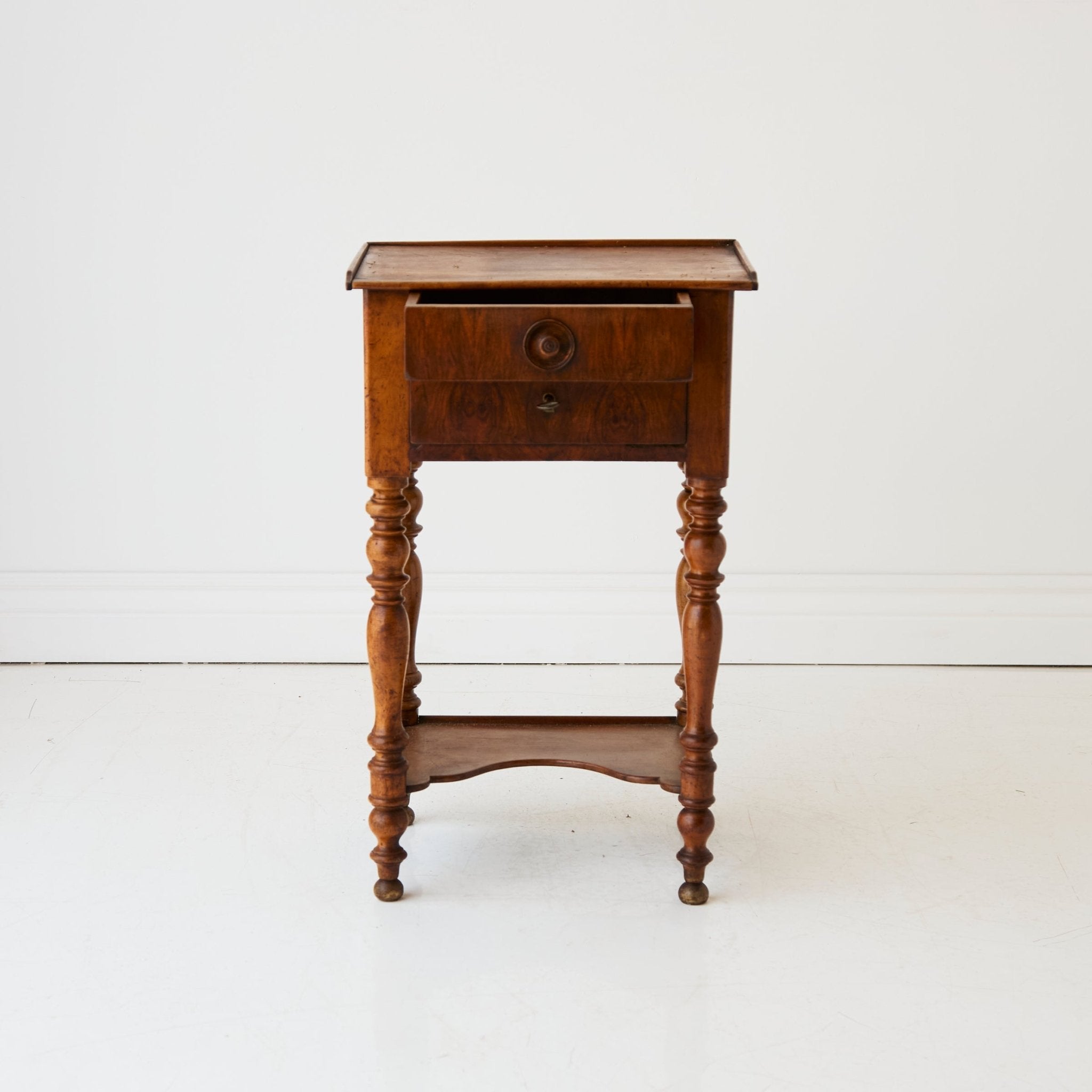 Antique Turned Leg Bedside Table - elsie green - furniture