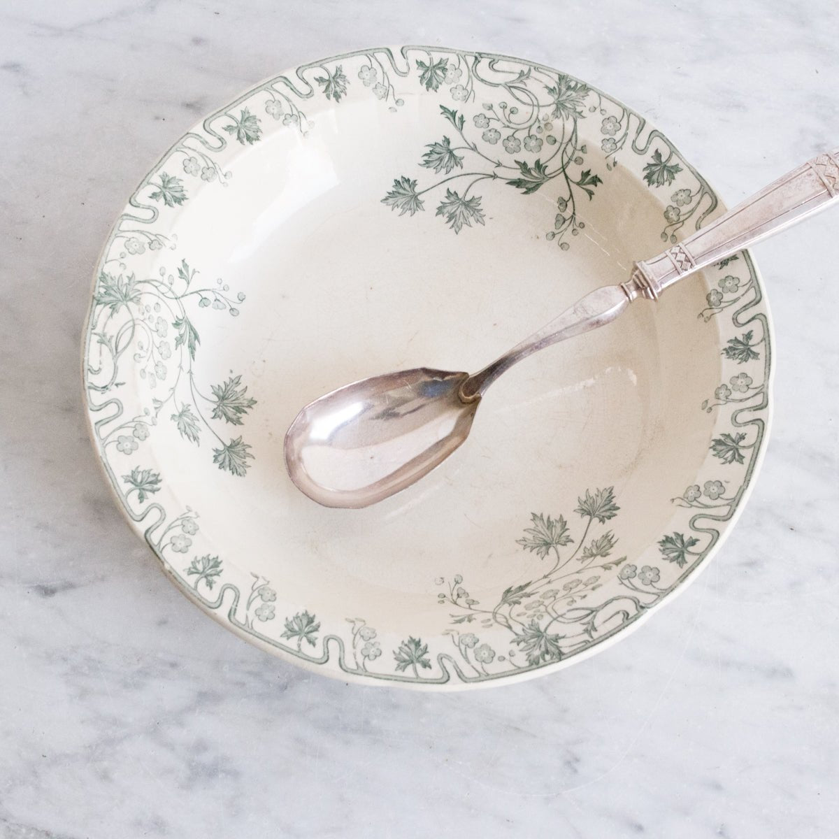 Art Nouveau Transferware Serving Bowl & Art Deco Serving Spoon - elsie green - the french kitchen