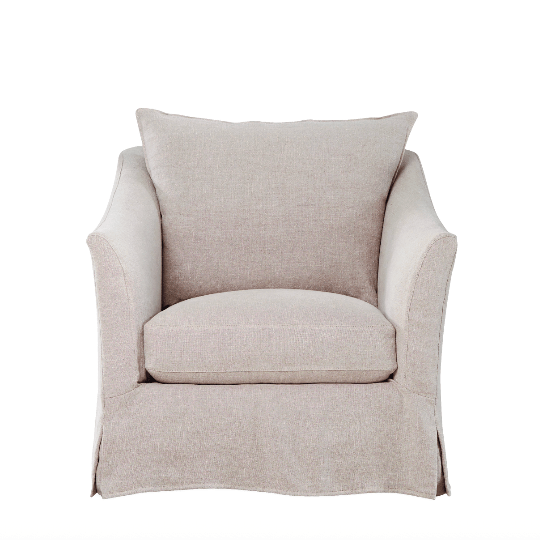 Belgian Slope Arm Slipcovered Chair - elsie green - furniture