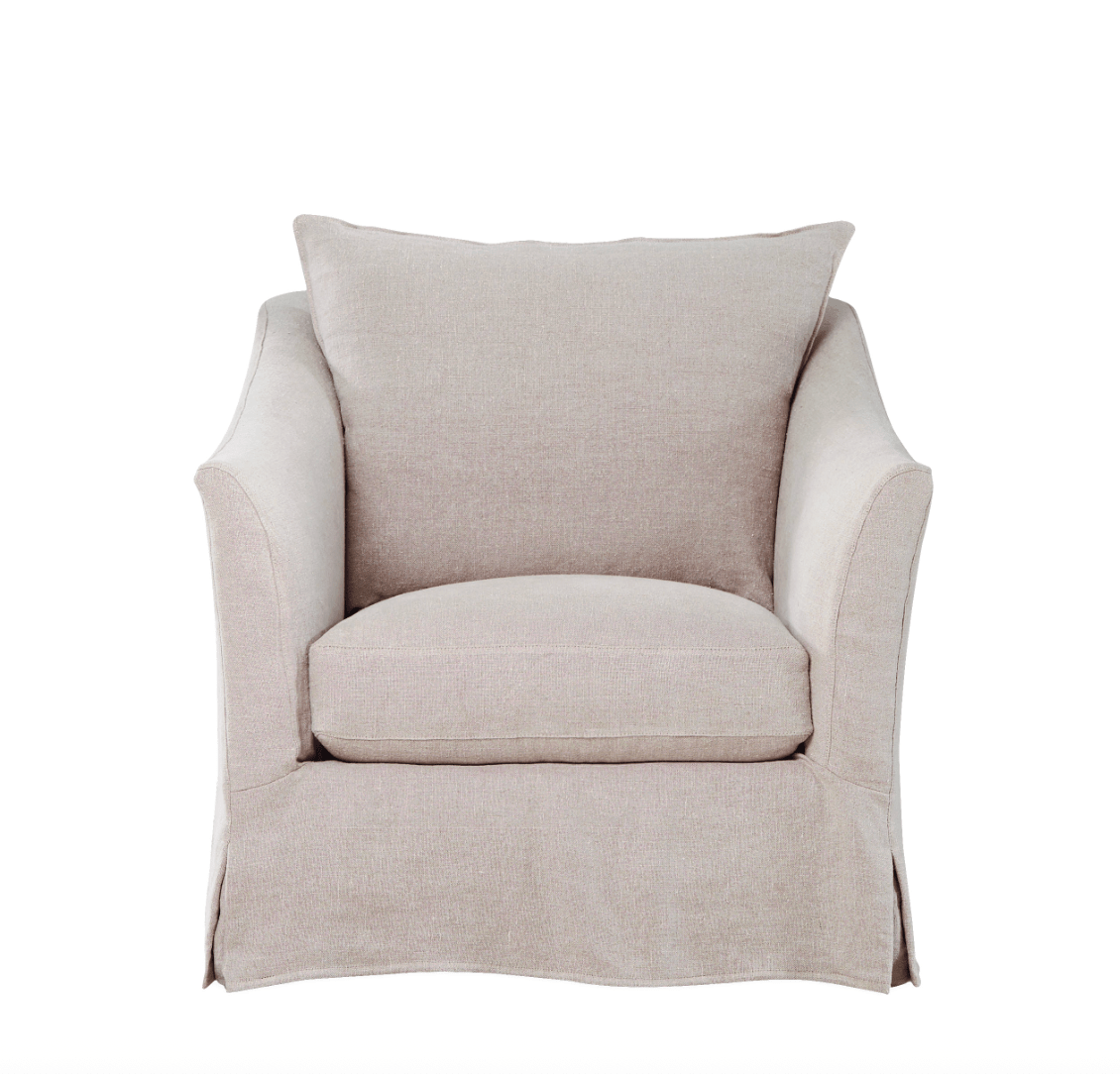 Belgian Slope Arm Slipcovered Chair - elsie green - furniture