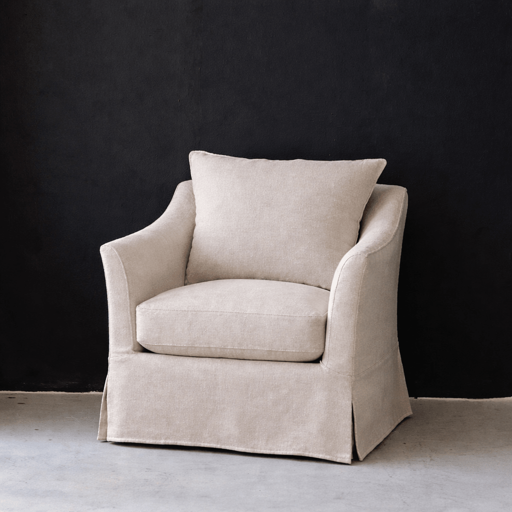 Belgian Slope Arm Slipcovered Chair - elsie green - furniture