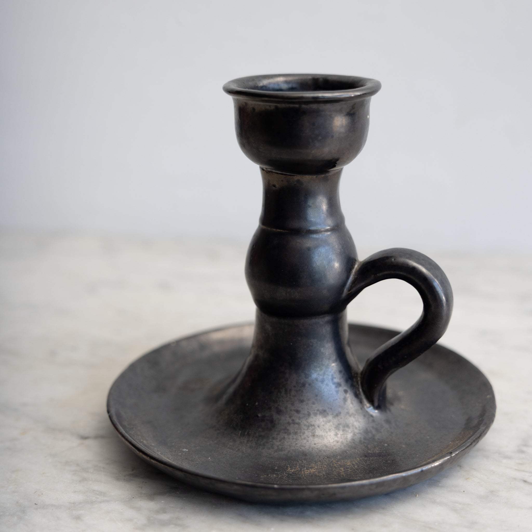 Black Stoneware Candlestick - elsie green - decor