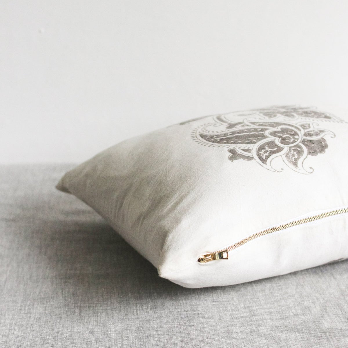 Block Print Petite Lumbar with Brass Zipper | Paris - elsie green - Textiles