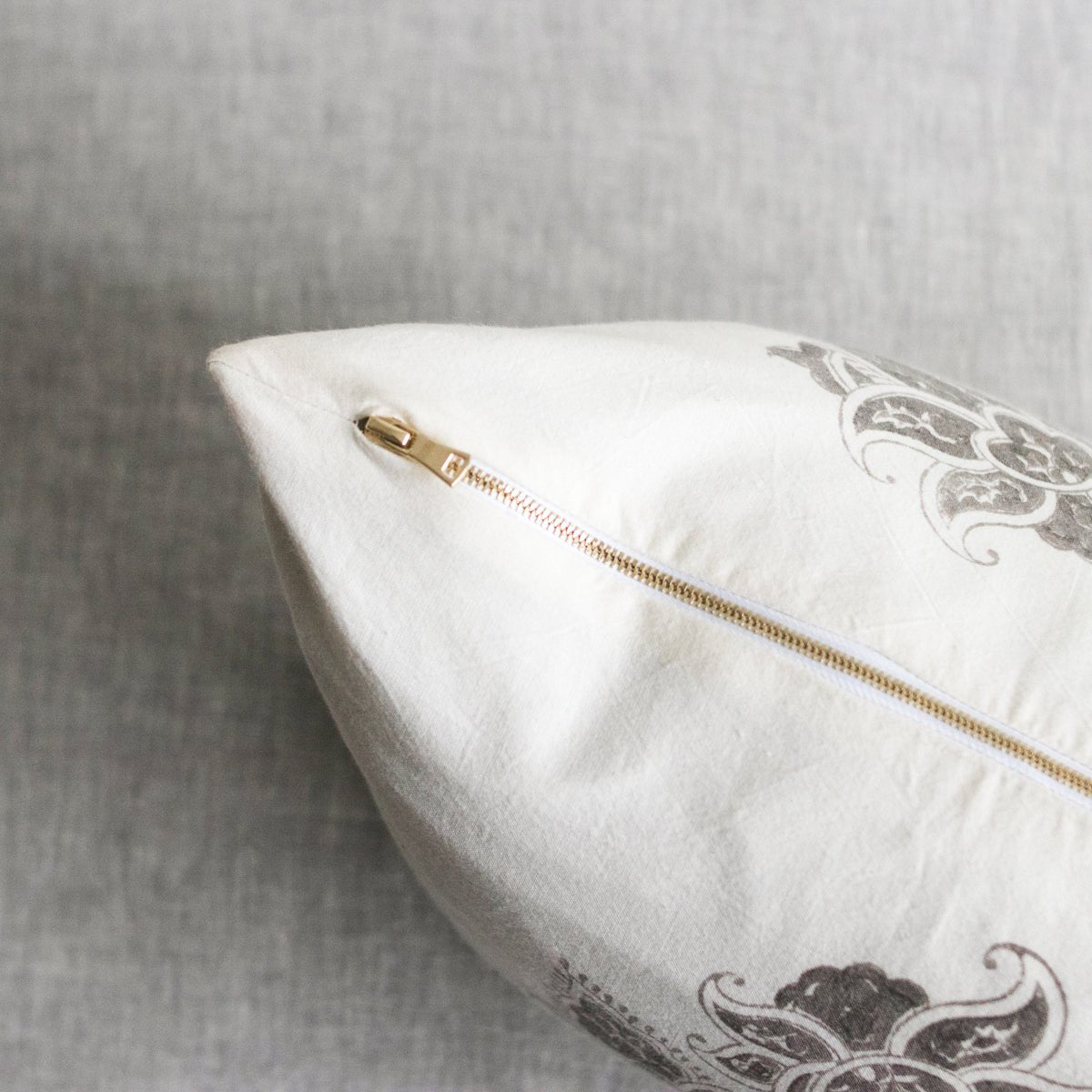 Block Print Petite Lumbar with Brass Zipper | Paris - elsie green - Textiles