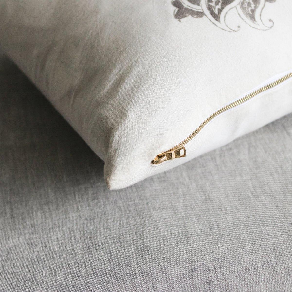 Block Print Petite Lumbar with Brass Zipper | Paris - elsie green - Textiles