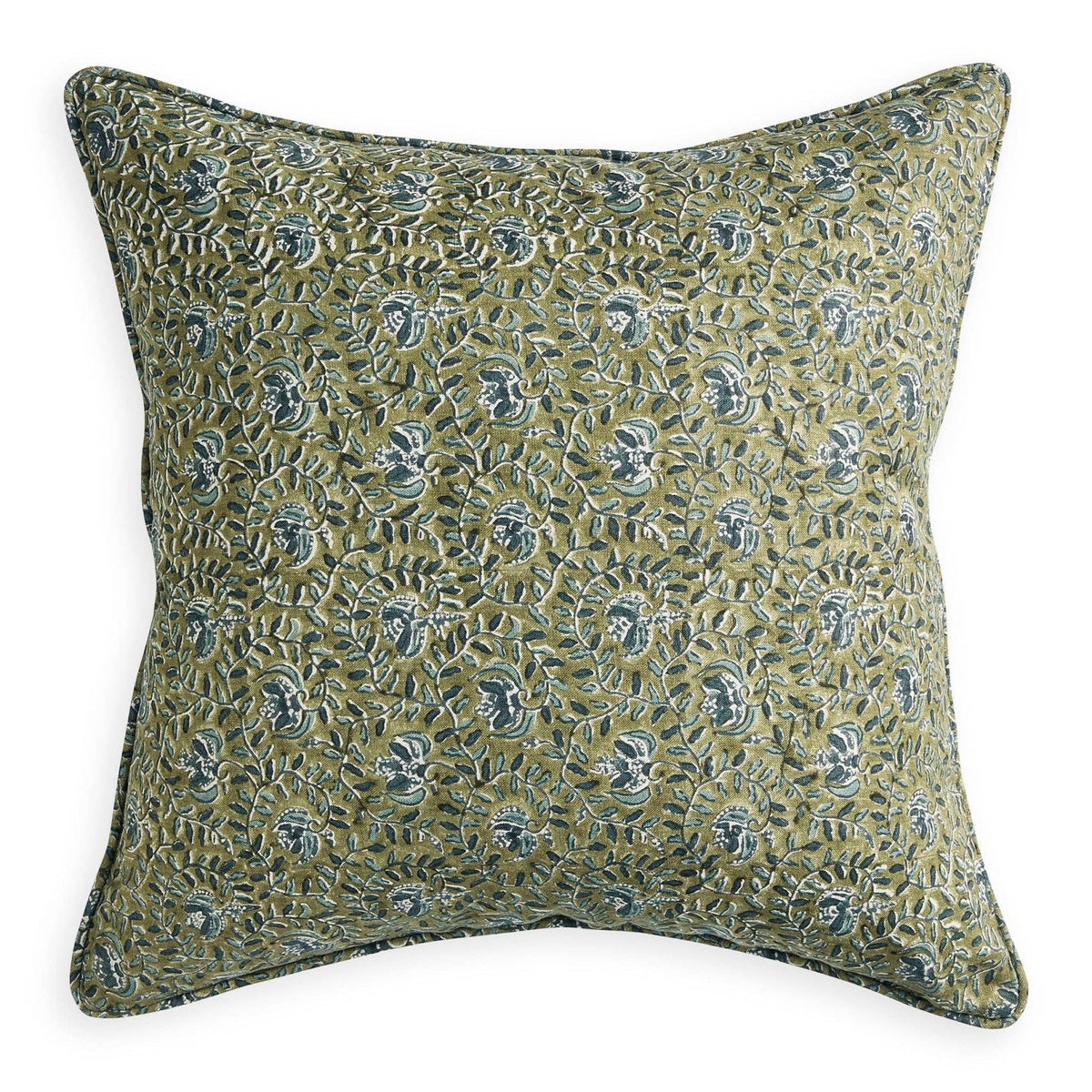 Block Print Pillow Cover | Chalon Green - elsie green - Textiles
