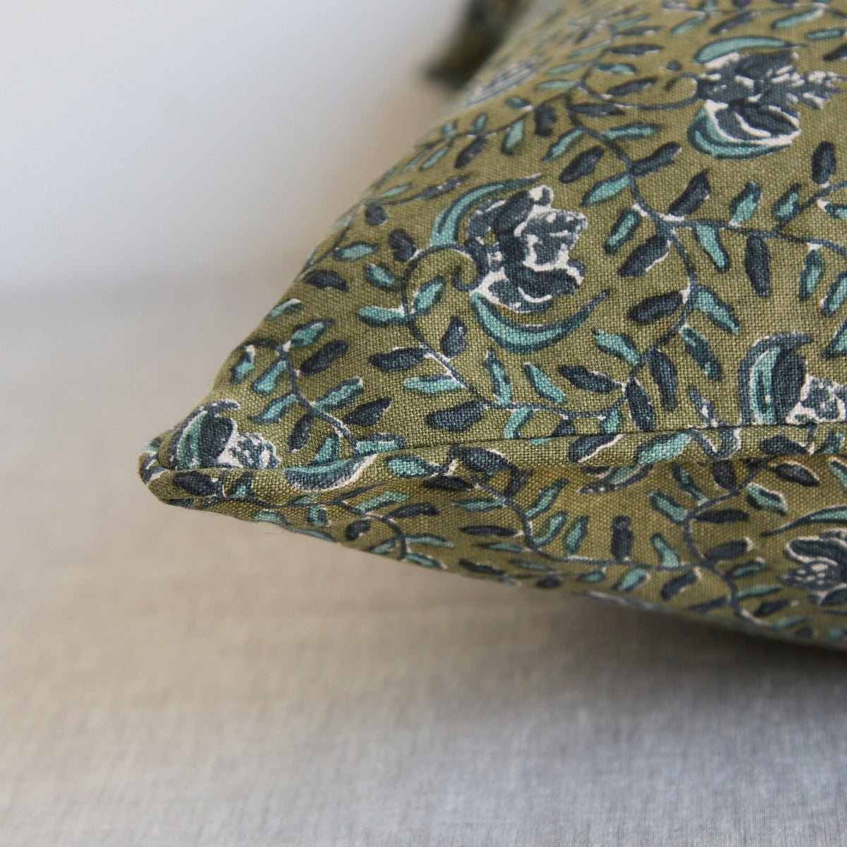 Block Print Pillow Cover | Chalon Green - elsie green - Textiles