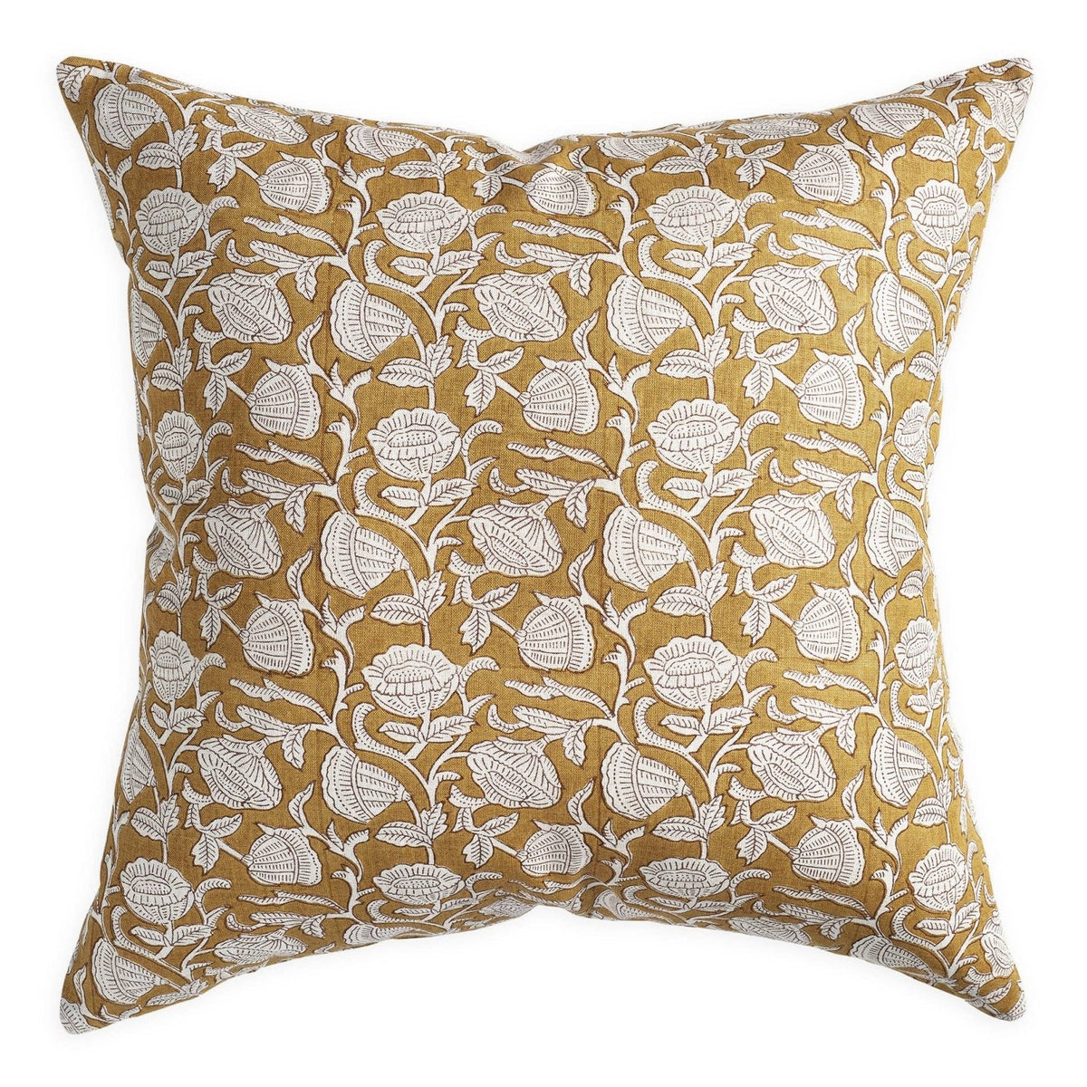 Block Print Pillow Cover | Marbella Saffron - elsie green - Textiles