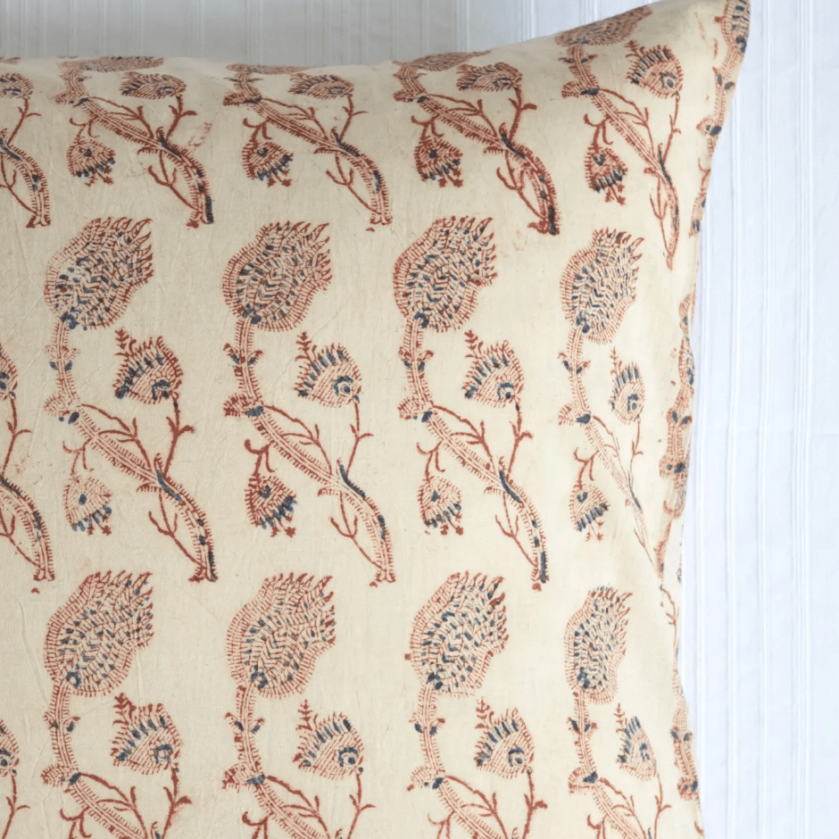 Block Print Pillow Cover | Rupa Tan - elsie green - Textiles