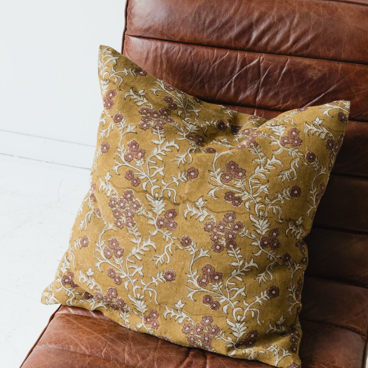 Block Print Pillow Cover | Torini Mustard - elsie green - Textiles