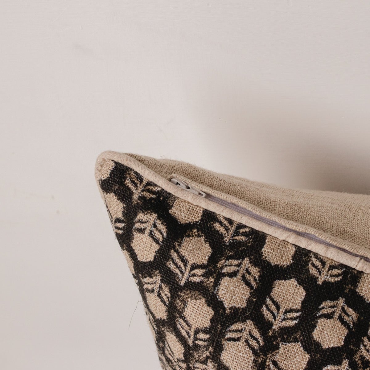 Block Print Pillow Cover | Tulsi Noir - elsie green - Textiles