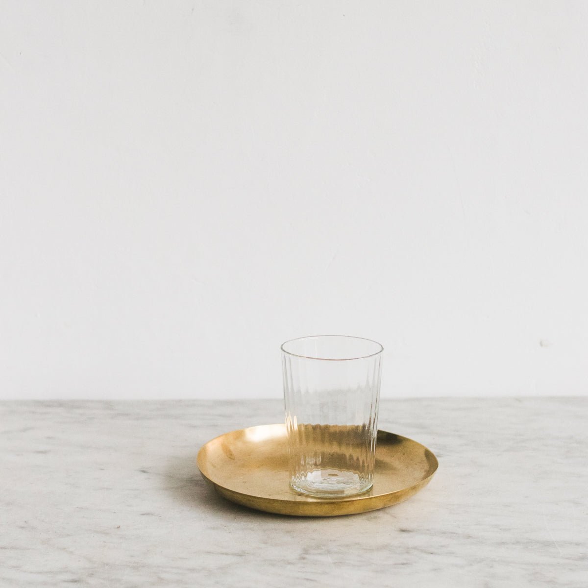 Blown Glass Tumbler with Brass Balancing Tray - elsie green - the french kitchen