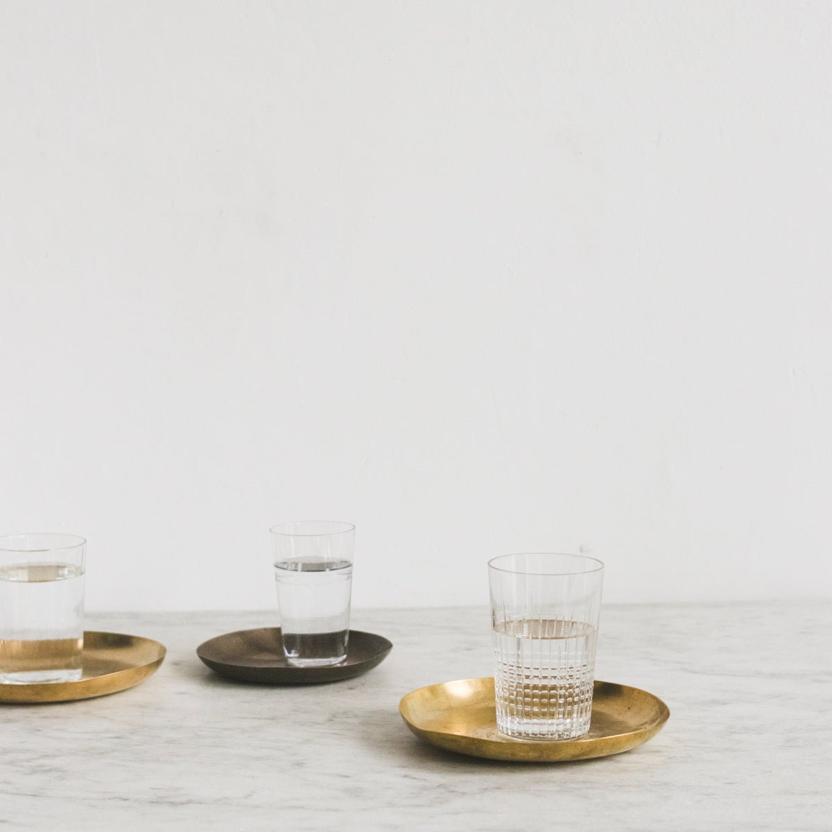Blown Glass Tumbler with Brass Balancing Tray - elsie green - the french kitchen