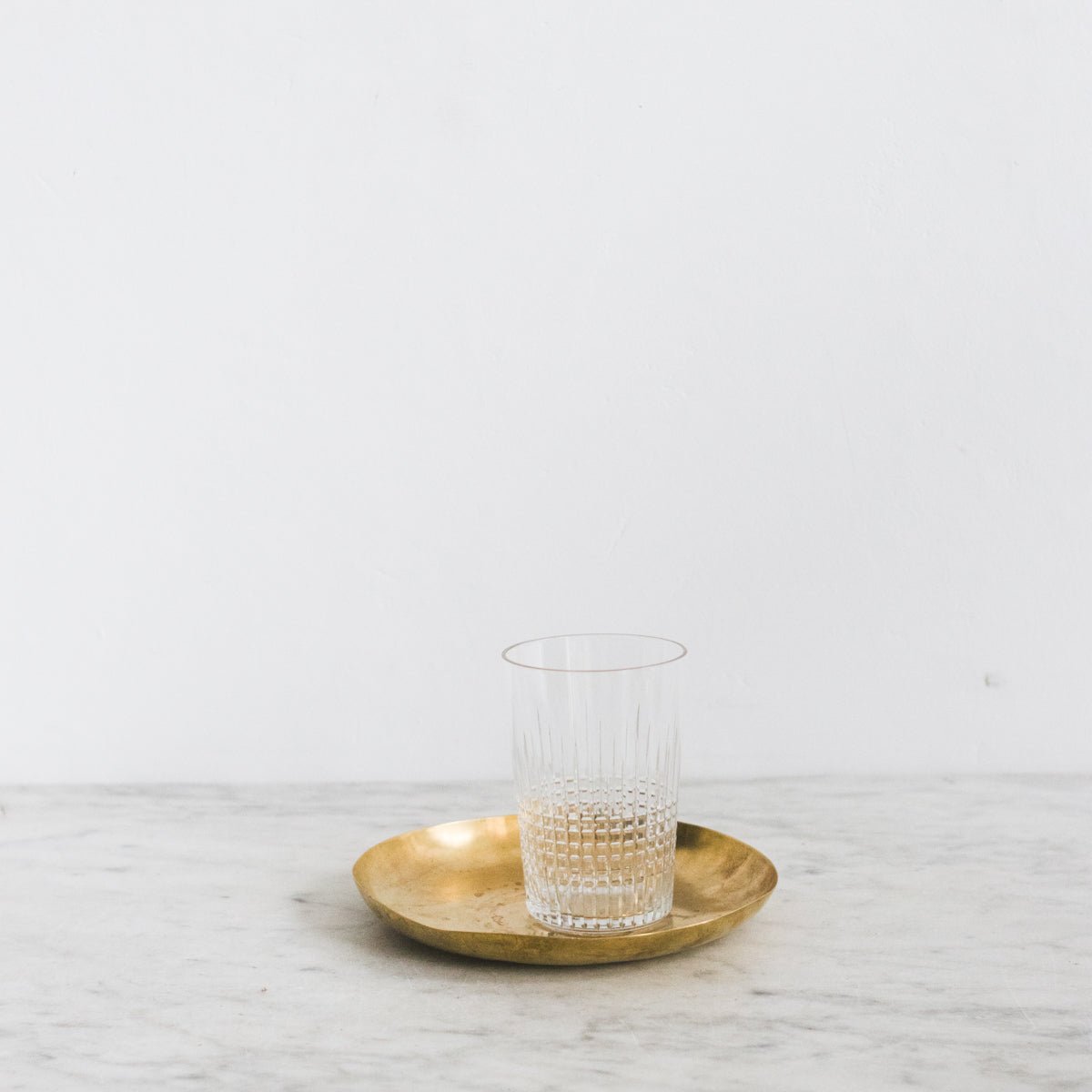 Blown Glass Tumbler with Brass Balancing Tray - elsie green - the french kitchen