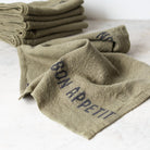 Bon Appetit Napkin Set of 4 | Avocado with Black - elsie green - the french kitchen