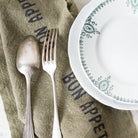 Bon Appetit Napkin Set of 4 | Avocado with Black - elsie green - the french kitchen