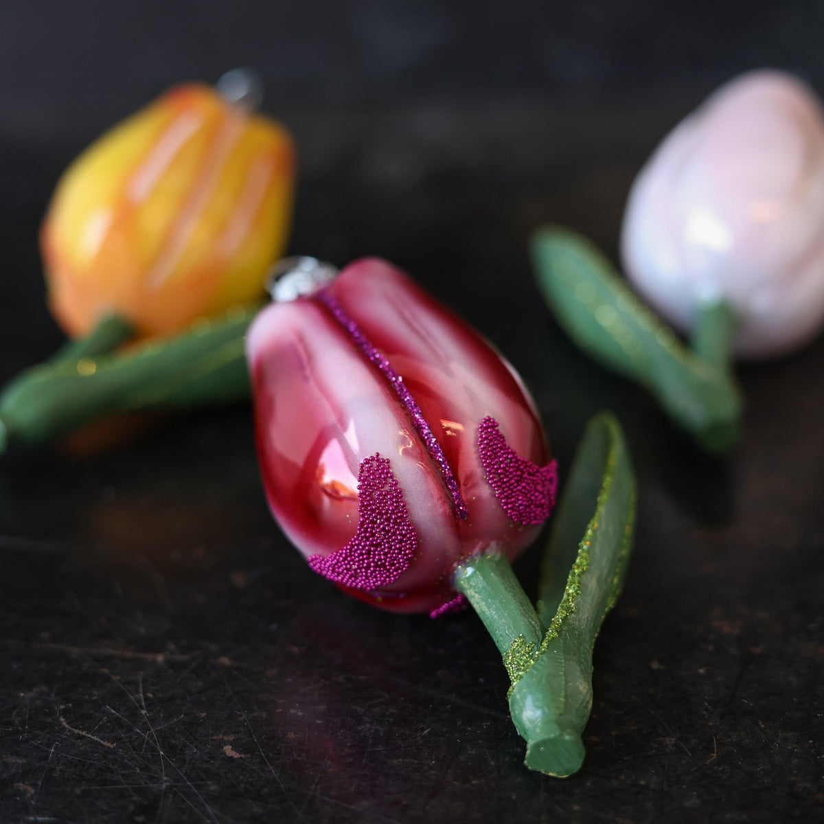 Botanical Tulip Blown Glass Ornament - elsie green - decor