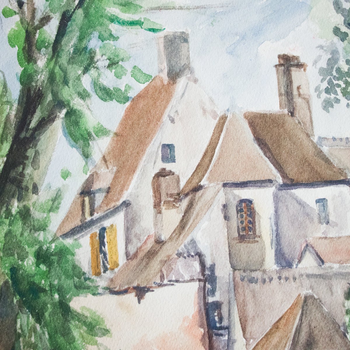 Bourgogne Maison Watercolor Painting - elsie green - art