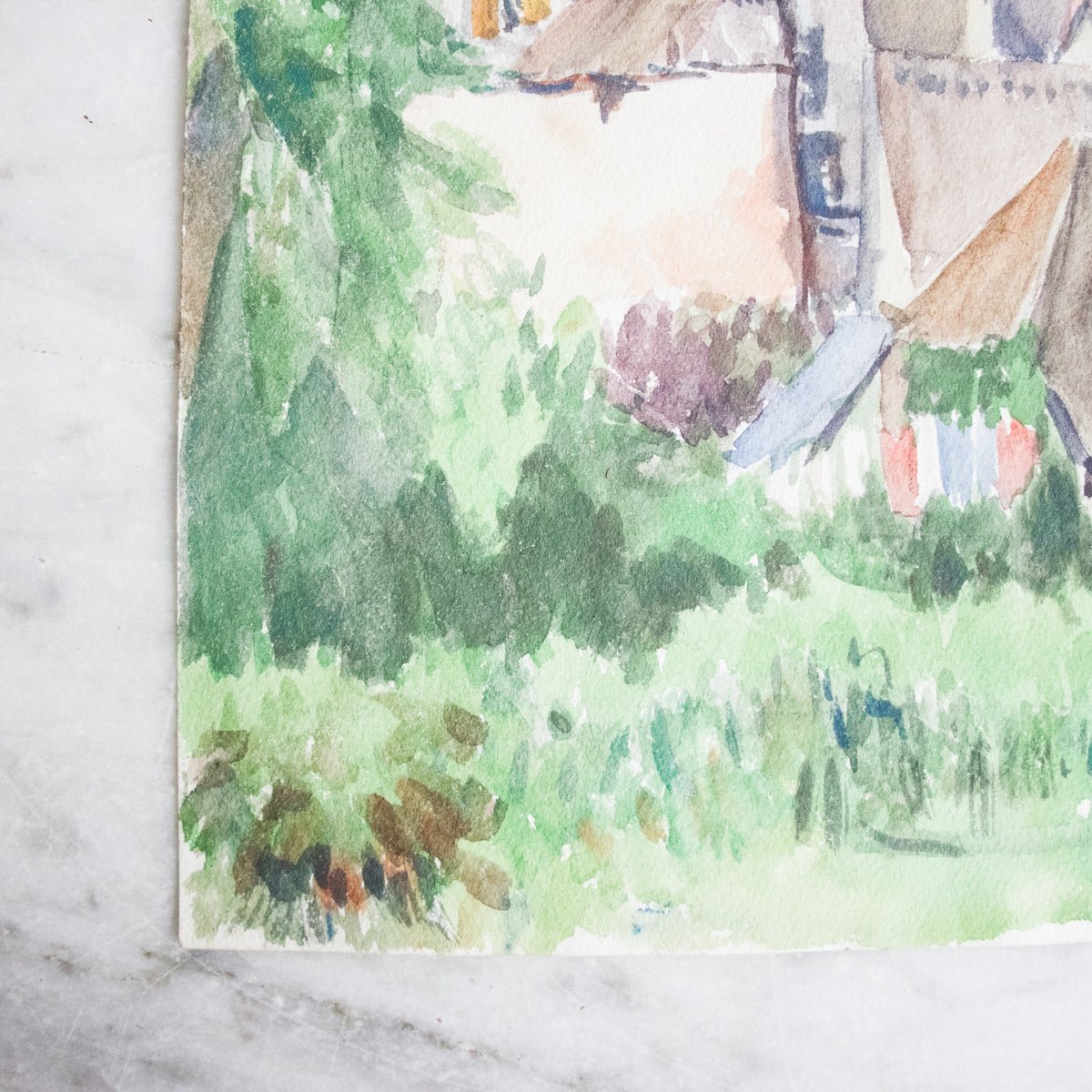 Bourgogne Maison Watercolor Painting - elsie green - art