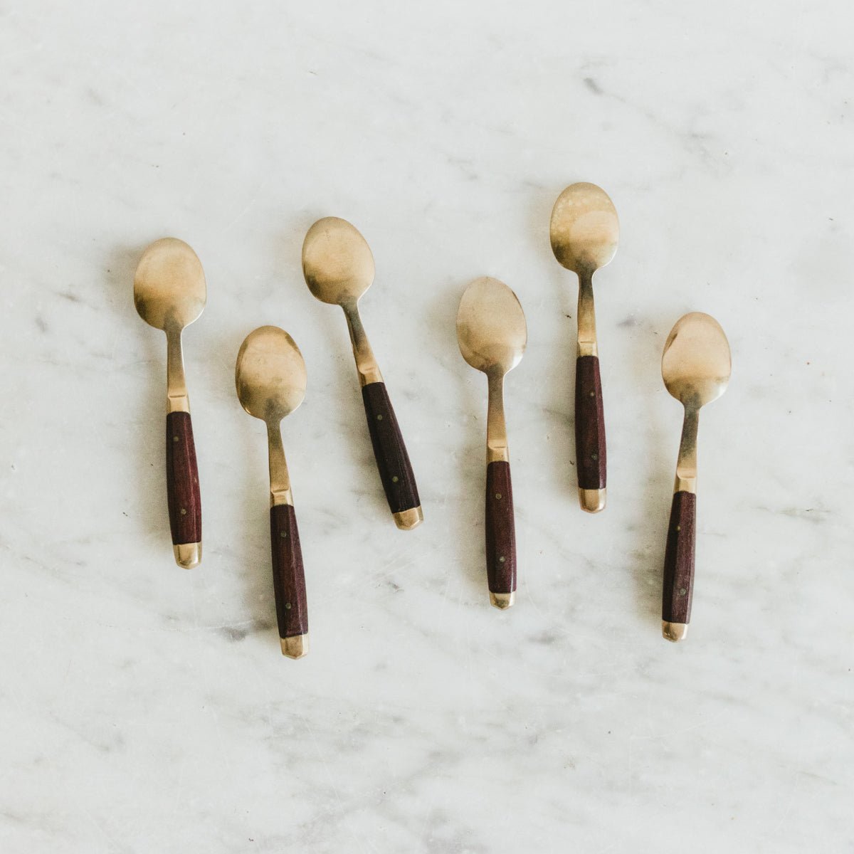 Brass and Wood Spoon Set of 6 - elsie green - the french kitchen