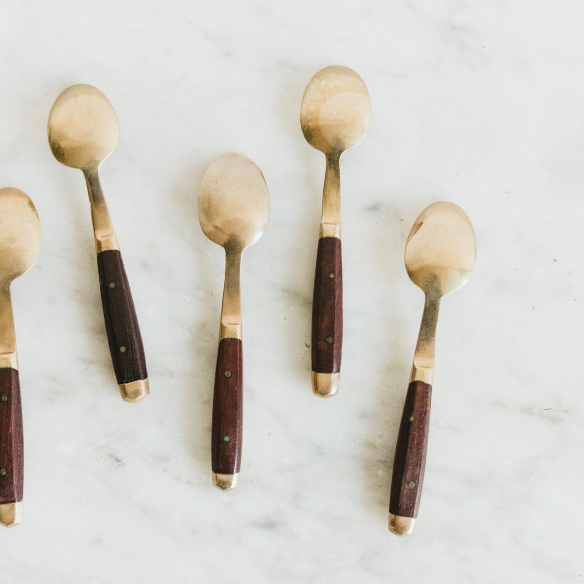 Brass and Wood Spoon Set of 6 - elsie green - the french kitchen