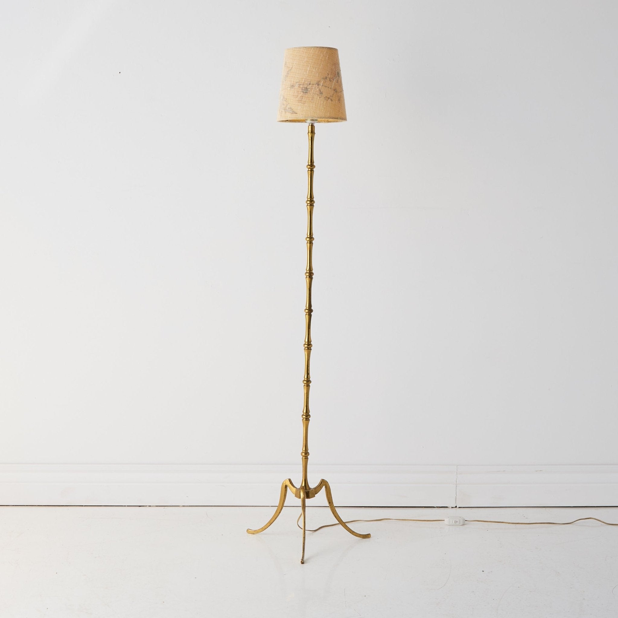 Brass Floor Lamp with Botanical Shade - elsie green - decor