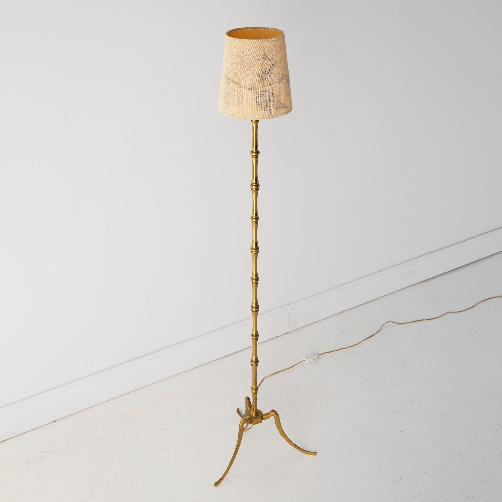 Brass Floor Lamp with Botanical Shade - elsie green - decor